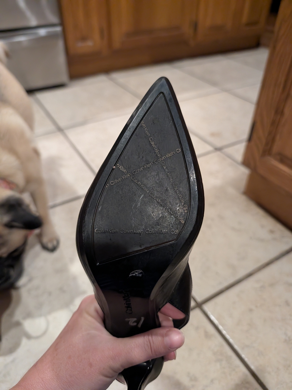 Calvin Klein Black Leather Slingback Pointed-Toe Heels - Picture 6 of 6